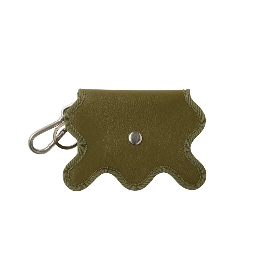 Nori 波浪掛勾零錢包 橄欖綠