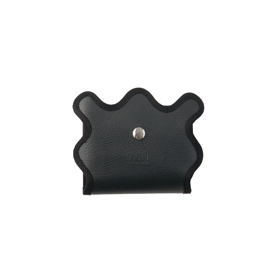 Nori 波浪新款三折短夾 黑色