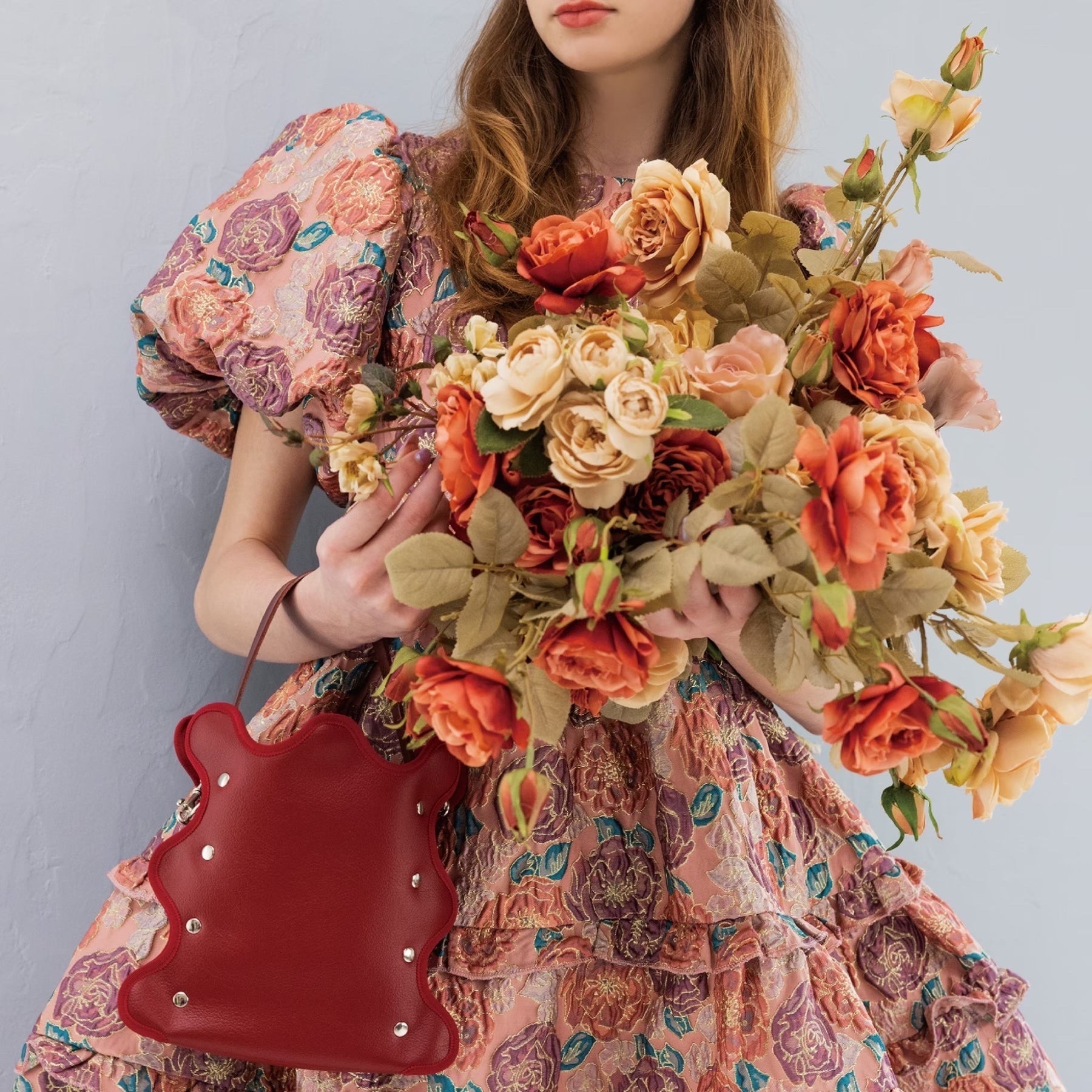 Nori 波浪手提斜背包 酒紅色