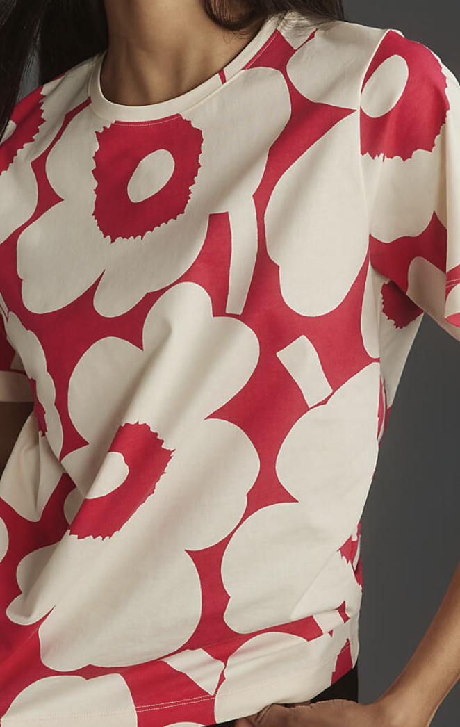 代購現貨 ｜ Marimekko Tunnit Unikko Jersey Top | cherry red x beige