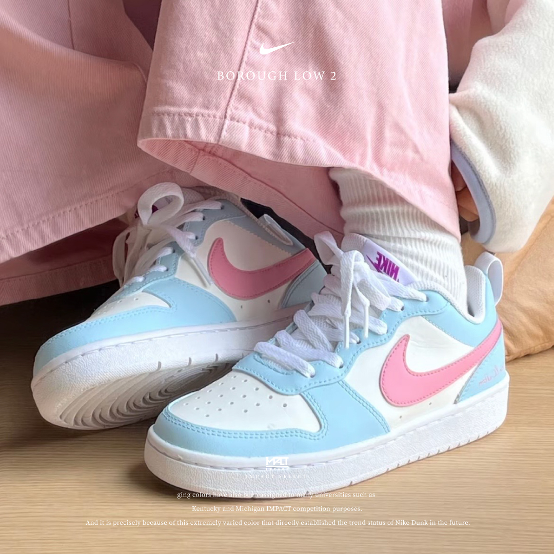 【訂製款】Nike Court Borough Low 2 櫻花校園 粉藍 撞色