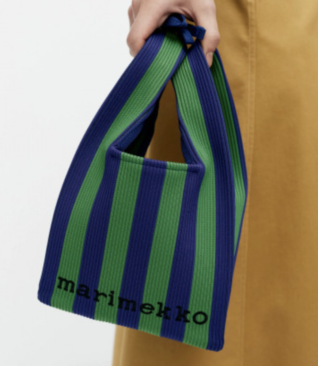 代購預訂 | marimekko Knitted mini tote |green x blue 間條 | mini