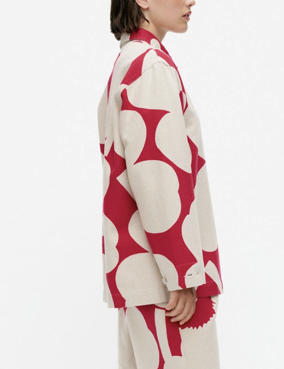 代購現貨 ｜ Marimekko oversize shirt | cotton x linen | red x beige unikko| KULMAT UNIKKO OVERSHIRT