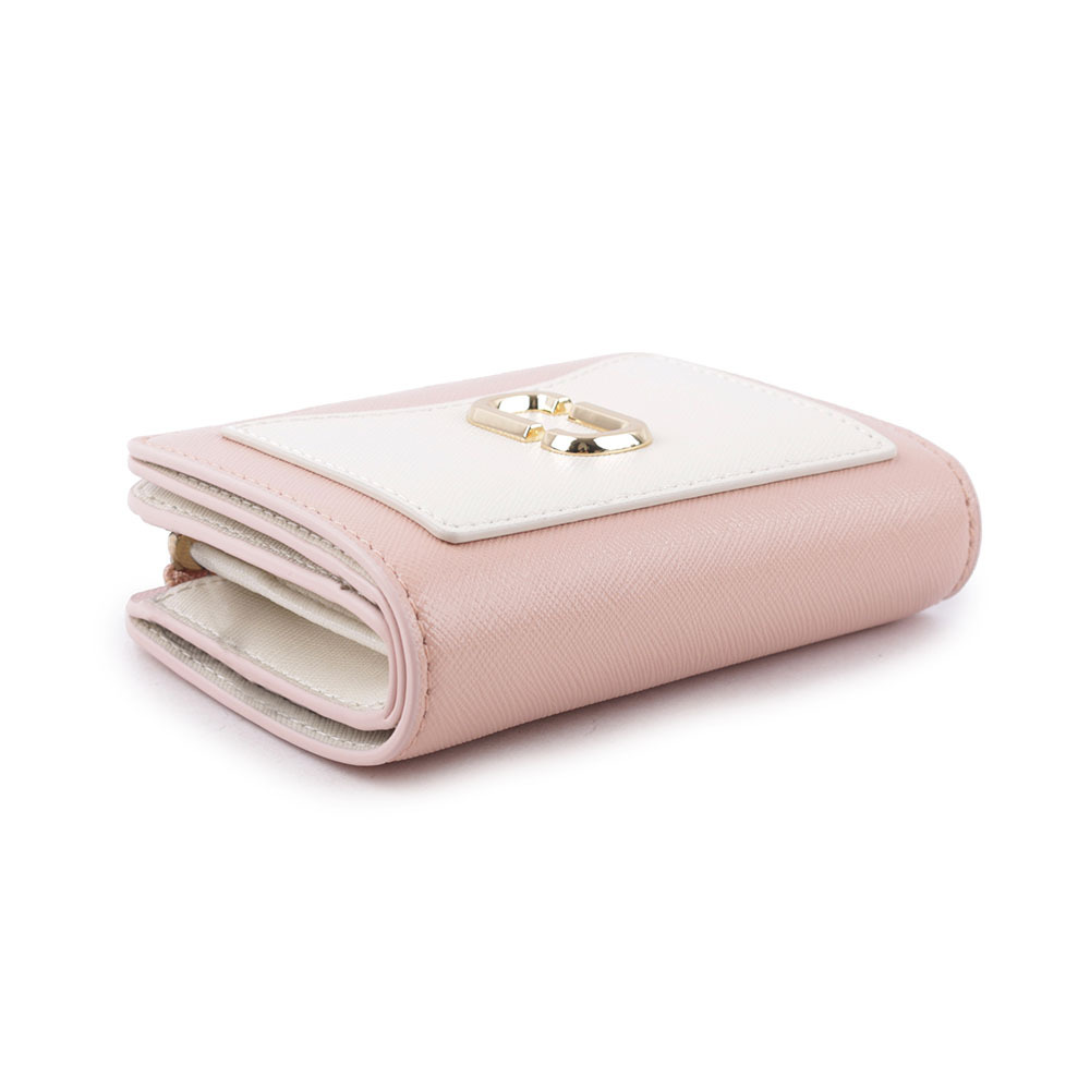 【MARC JACOBS】The Snapshot 防刮皮革暗釦二折撞色短夾(玫瑰粉) 2F3SMP062S07 695