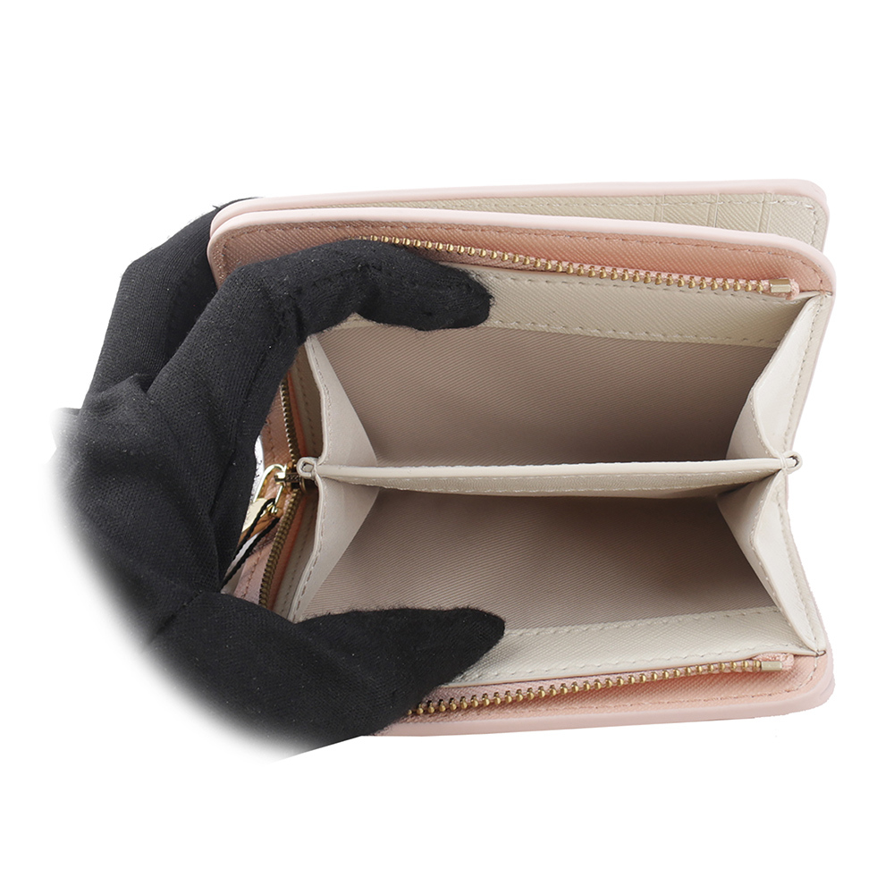 【MARC JACOBS】The Snapshot 防刮皮革暗釦二折撞色短夾(玫瑰粉) 2F3SMP062S07 695