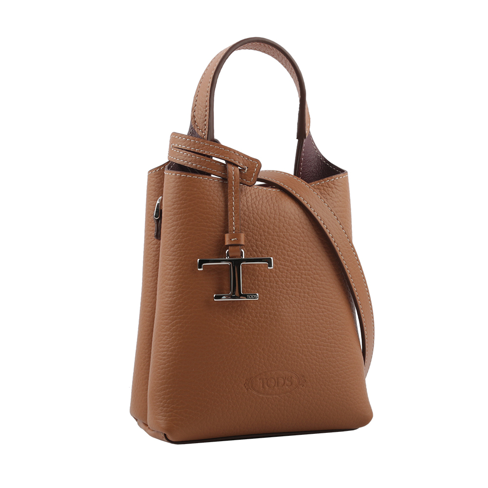 【TOD'S】T Logo 超小號手提/斜背二用皮革手機包