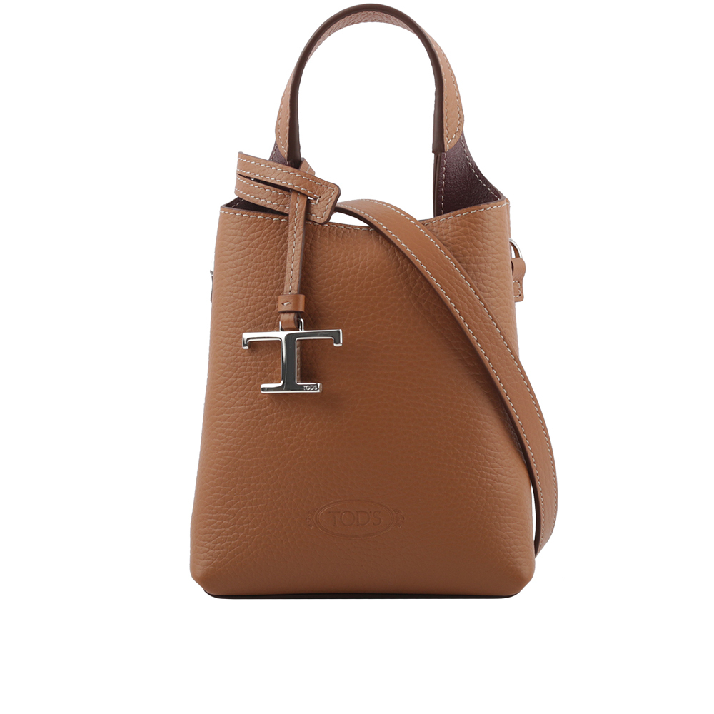 【TOD'S】T Logo 超小號手提/斜背二用皮革手機包(棕色) XBWAPAT9000QRI 9P13