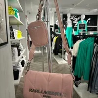 [S] KARL LAGERFELD LH3EZ4CC VOYAGE FAUX LEATHER CROSSBODY,ROSE SMOKE, 196788705890 (SKL967)