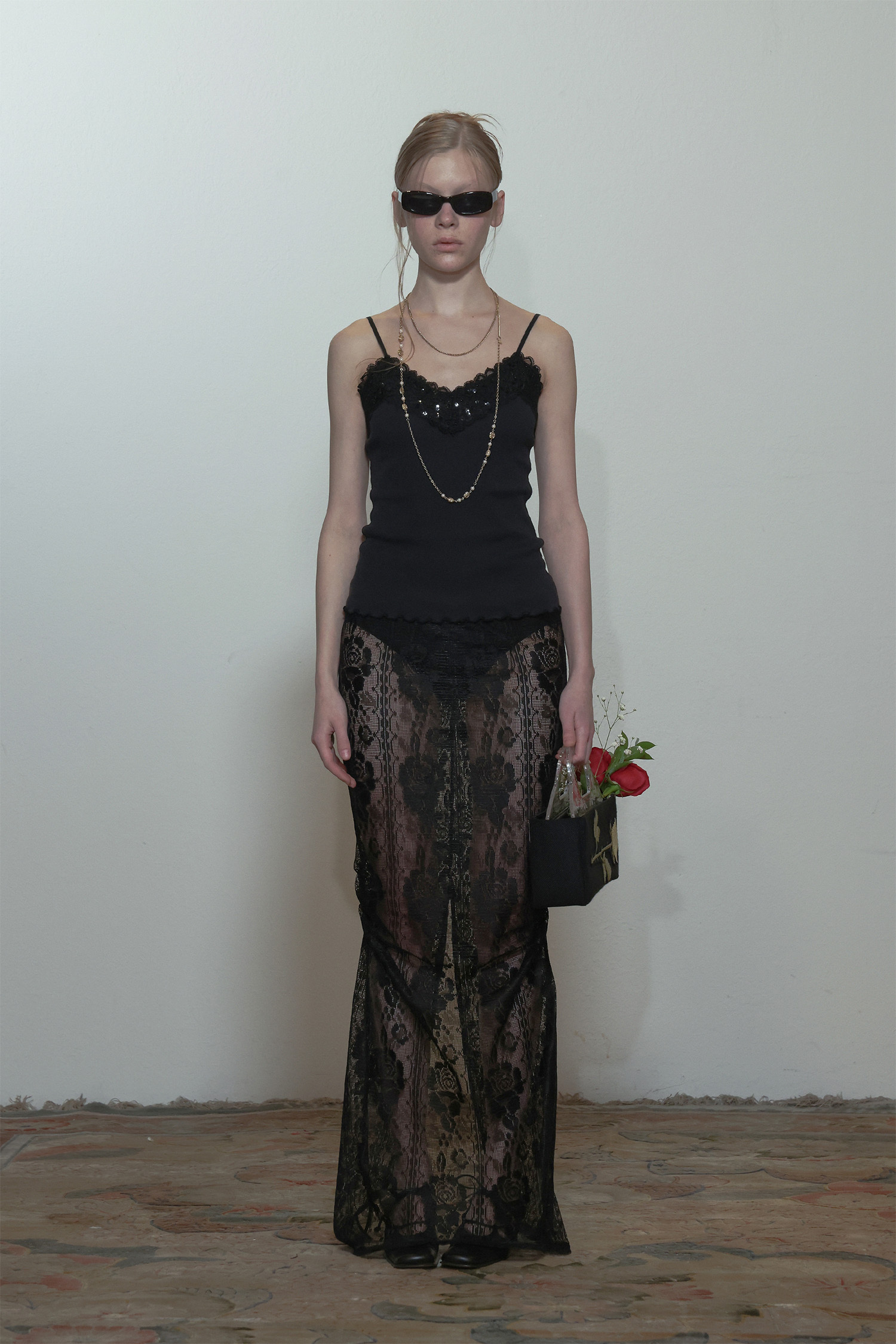 SCULPTOR - Table Cloth Maxi Skirt Glossy (Black)