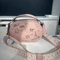 [S] KARL LAGERFELD LH4EU4CG MAYBELLE CATE PINS OVAL CROSSBODY,ROSE SMOKE, 196788711341, FINAL SALE (SKL974)