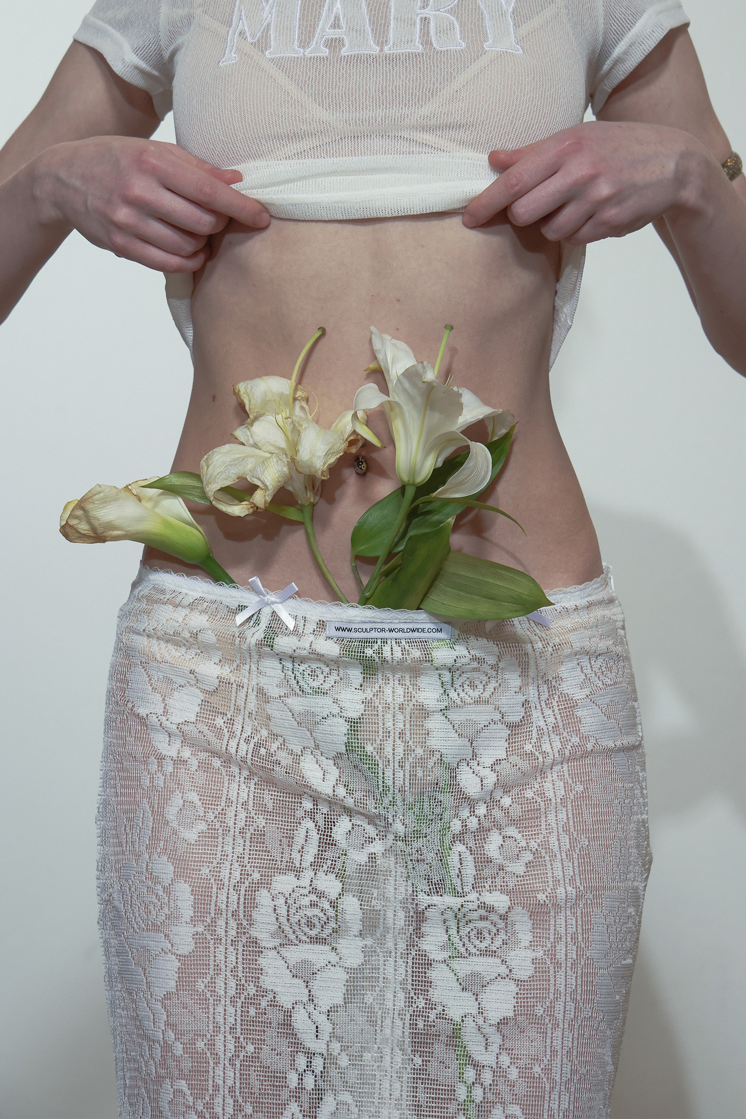 SCULPTOR - Table Cloth Maxi Skirt Glossy (White)