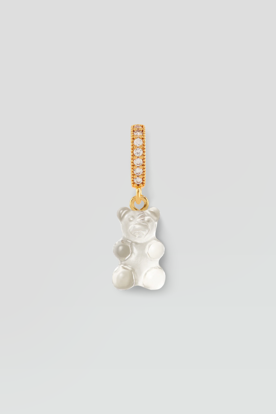 Crystal Haze｜NOSTALGIA BEAR 金色鑲鑽透明白色小熊墜飾
