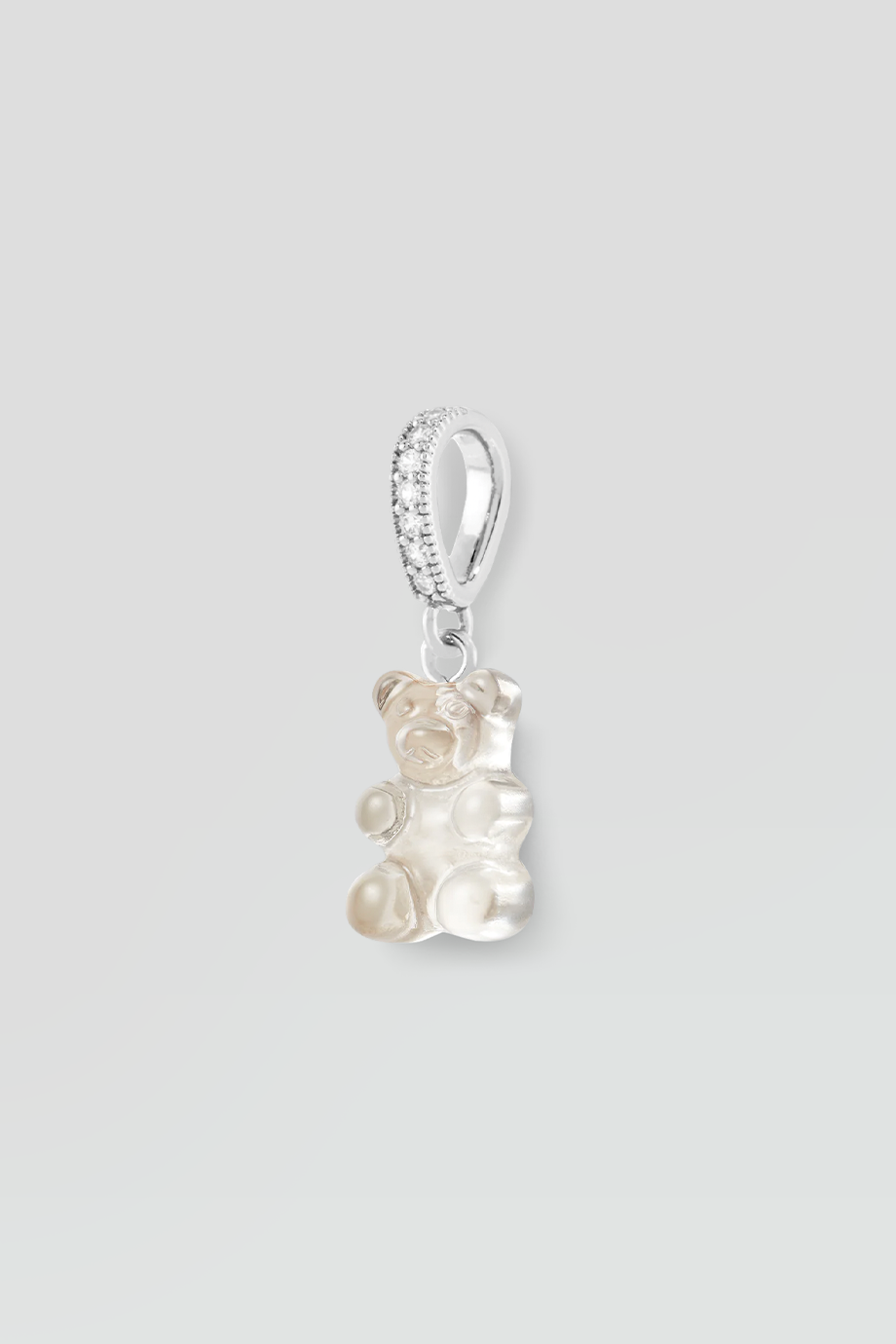 Crystal Haze｜NOSTALGIA BEAR 銀色鑲鑽透明白色小熊墜飾