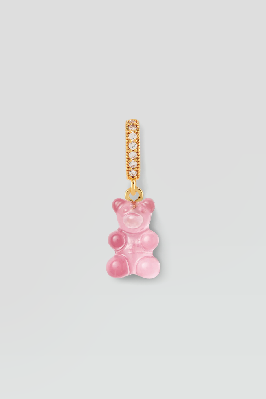Crystal Haze｜NOSTALGIA BEAR 金色鑲鑽透明粉紅小熊墜飾