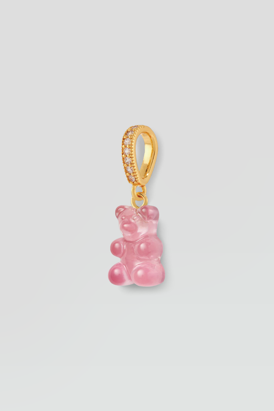 Crystal Haze｜NOSTALGIA BEAR 金色鑲鑽透明粉紅小熊墜飾