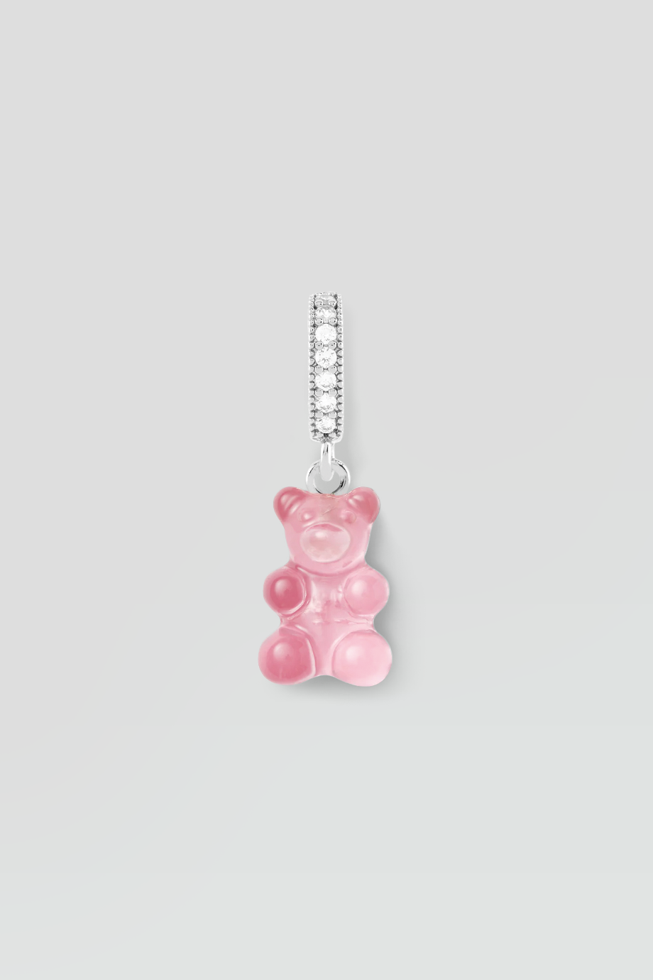 Crystal Haze｜NOSTALGIA BEAR 銀色鑲鑽透明粉紅小熊墜飾