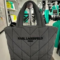 [S] KARL LAGERFELD LH4AI4CX PUFF TOTE BAG,BLACK/WHITE, 196788705869 (SKL977)