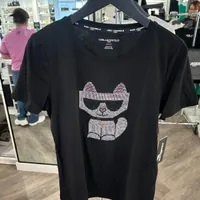 [S] KARL LAGERFELD CHOUPETTE CHARM LOGO TEE,BLACK, L4WHA058-BLK [FINAL SALE] (SKL984)
