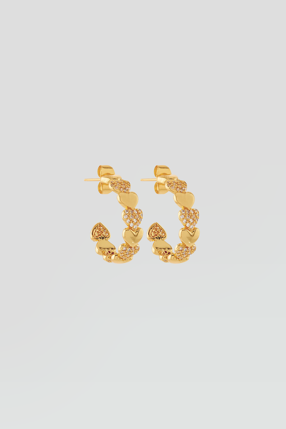 Crystal Haze｜HABIBI 金色鑲鑽愛心串圓圈耳環