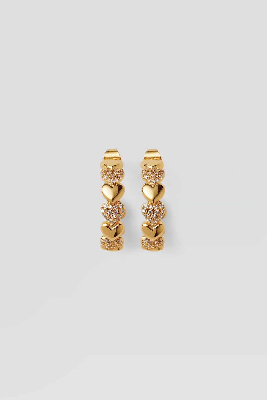 Crystal Haze｜HABIBI 金色鑲鑽愛心串圓圈耳環