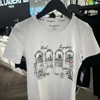 [S] KARL LAGERFELD OUTLINE SHOPPING IN PARIS TEE,WHITE, L4WHA008-WHT [FINAL SALE] (SKL989)