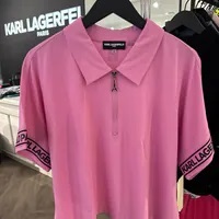 [S] KARL LAGERFELD CROPPED LOGO POLO,CYCLAMEN PINK, L3DH7864-F7M (SKL994)