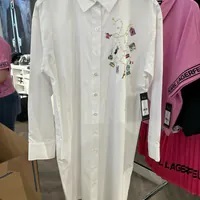 [S] KARL LAGERFELD MULTI LOGO PATCH WITH CHAIN POLO SHIRT,WHITE, L4TB0930-WHT [FINAL SALE] (SKL998)