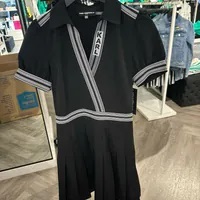 [S] KARL LAGERFELD PARIS WOMEN SHORT SLEEVE WRAP DRESS,BLACK, L4AB9937-BLK (SKL1000)