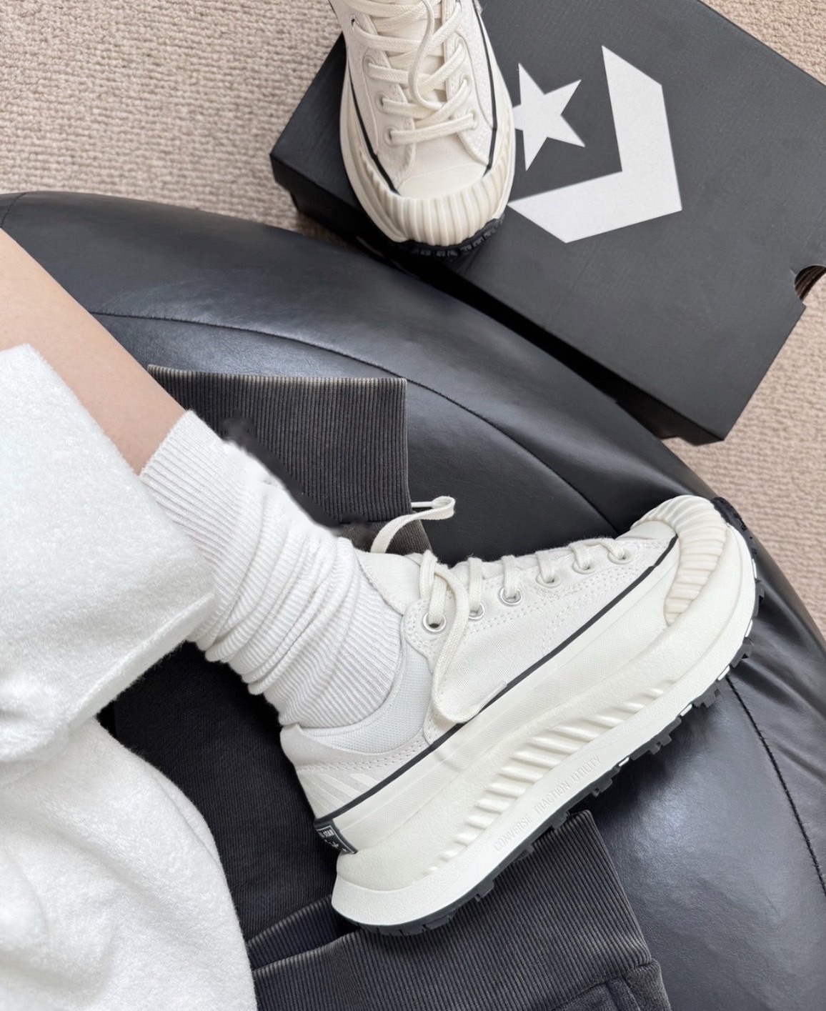 CONVERSE 男女 Chuck 70 AT-CX 低筒厚底帆布鞋 白