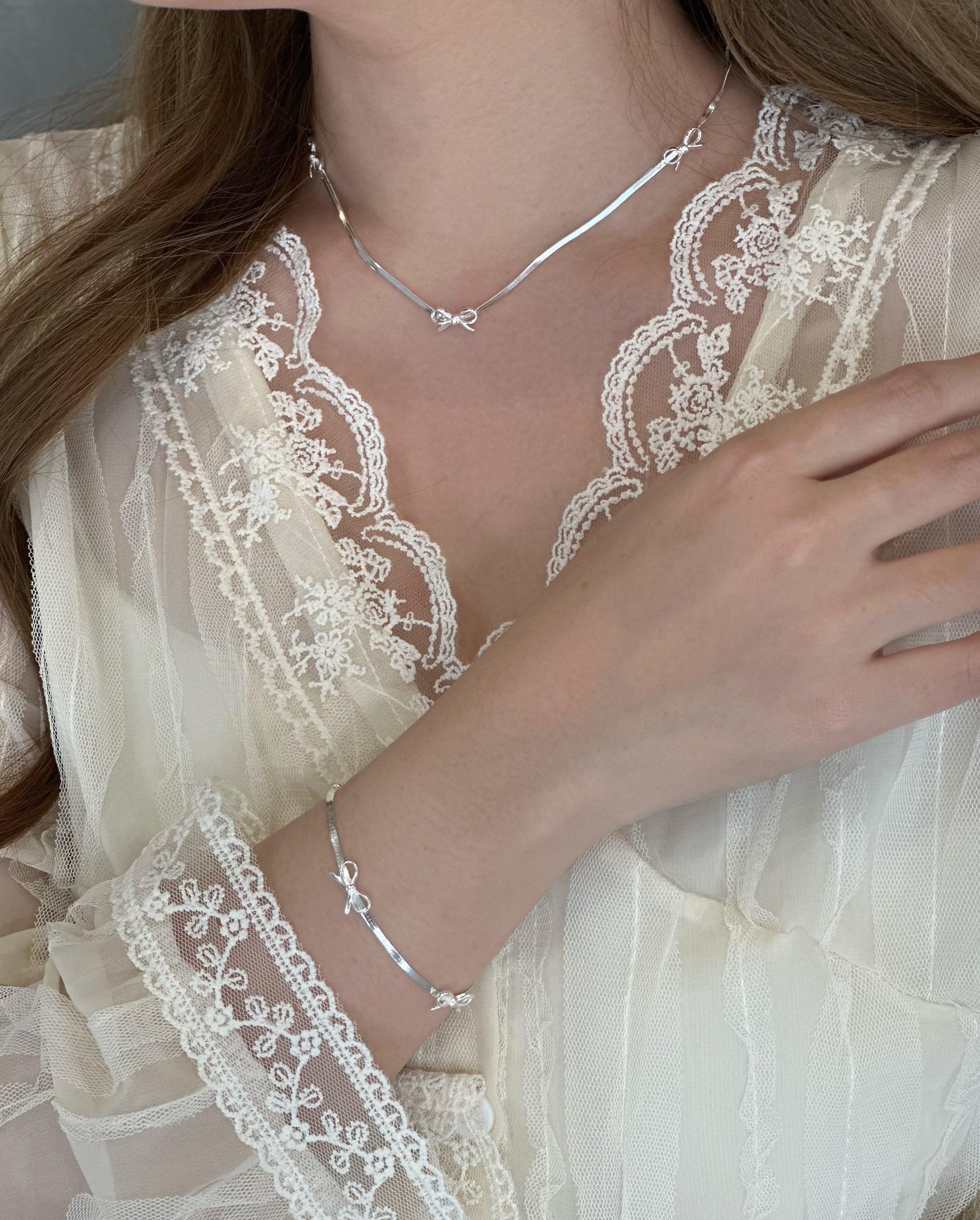 【正韓】邂逅．素面蝴蝶結純銀蛇骨鏈