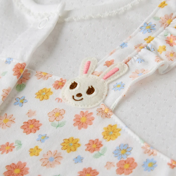 舞颯兔碎花短袖連身衣-橙