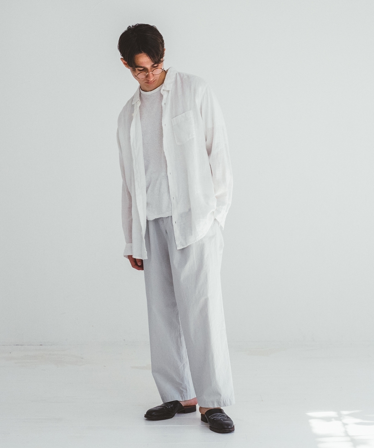NEST ROBE CONFECT - Linen Lightweight Regular Collar Sh