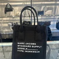 [S] MARC JACOBS 4S4HCR003H02-001 CANVAS PLAIN LOGO SMALL TOTE,BLACK, 196611115308 (SMJ310)