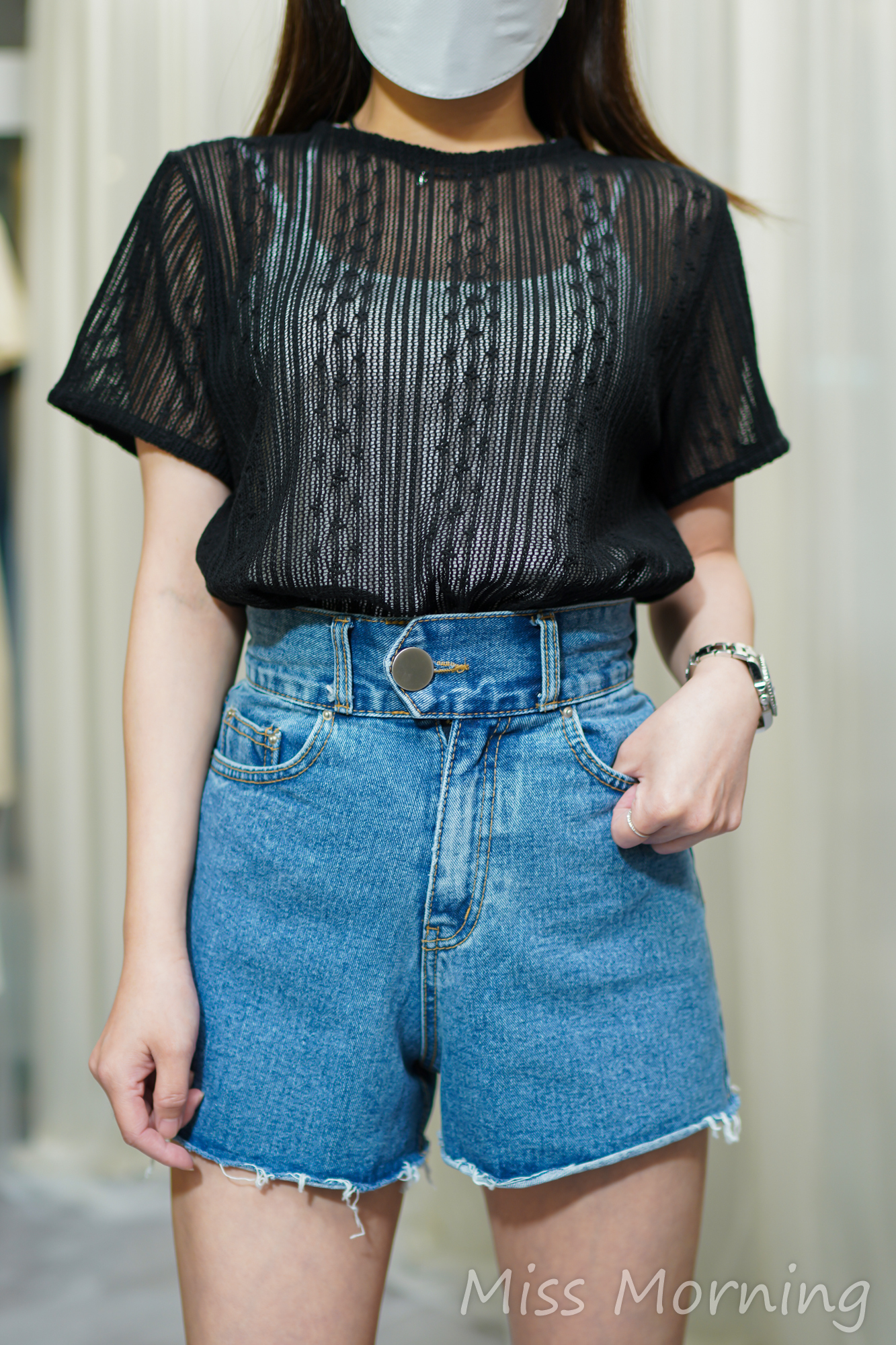 全通花上衣(13860)&包腩短牛仔褲(33737)