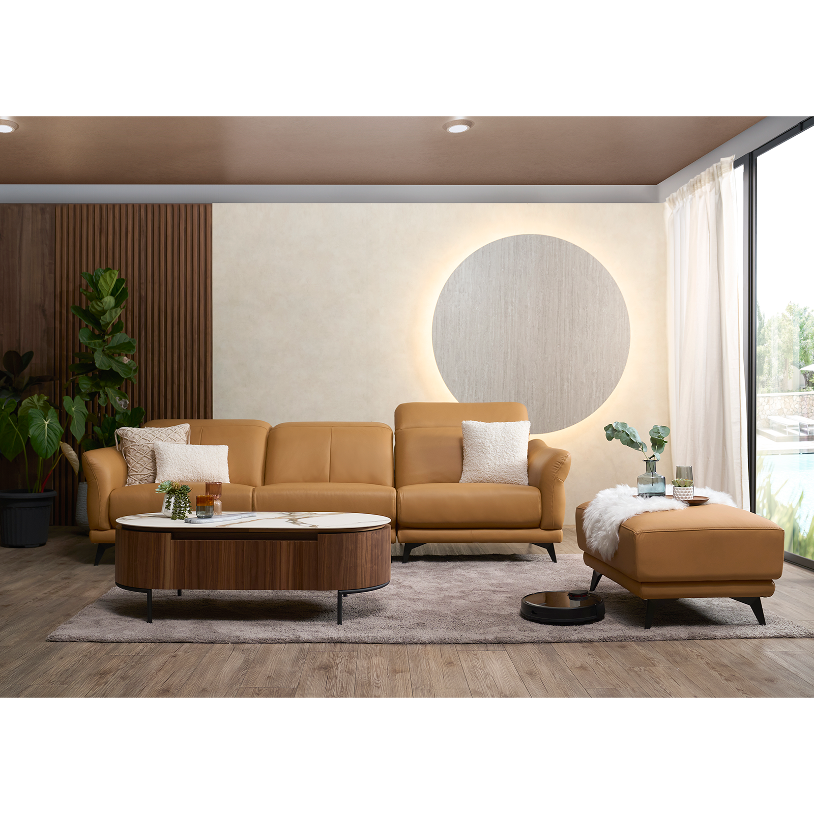 Vinge 全牛皮沙發 - 肉桂色 〔SF9515〕