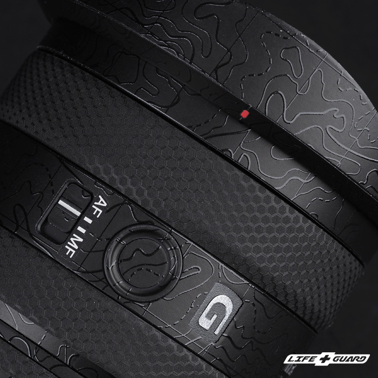 LIFE+GUARD 鏡頭貼膜安裝示意，適用 SONY FE 24-50mm F2.8 G