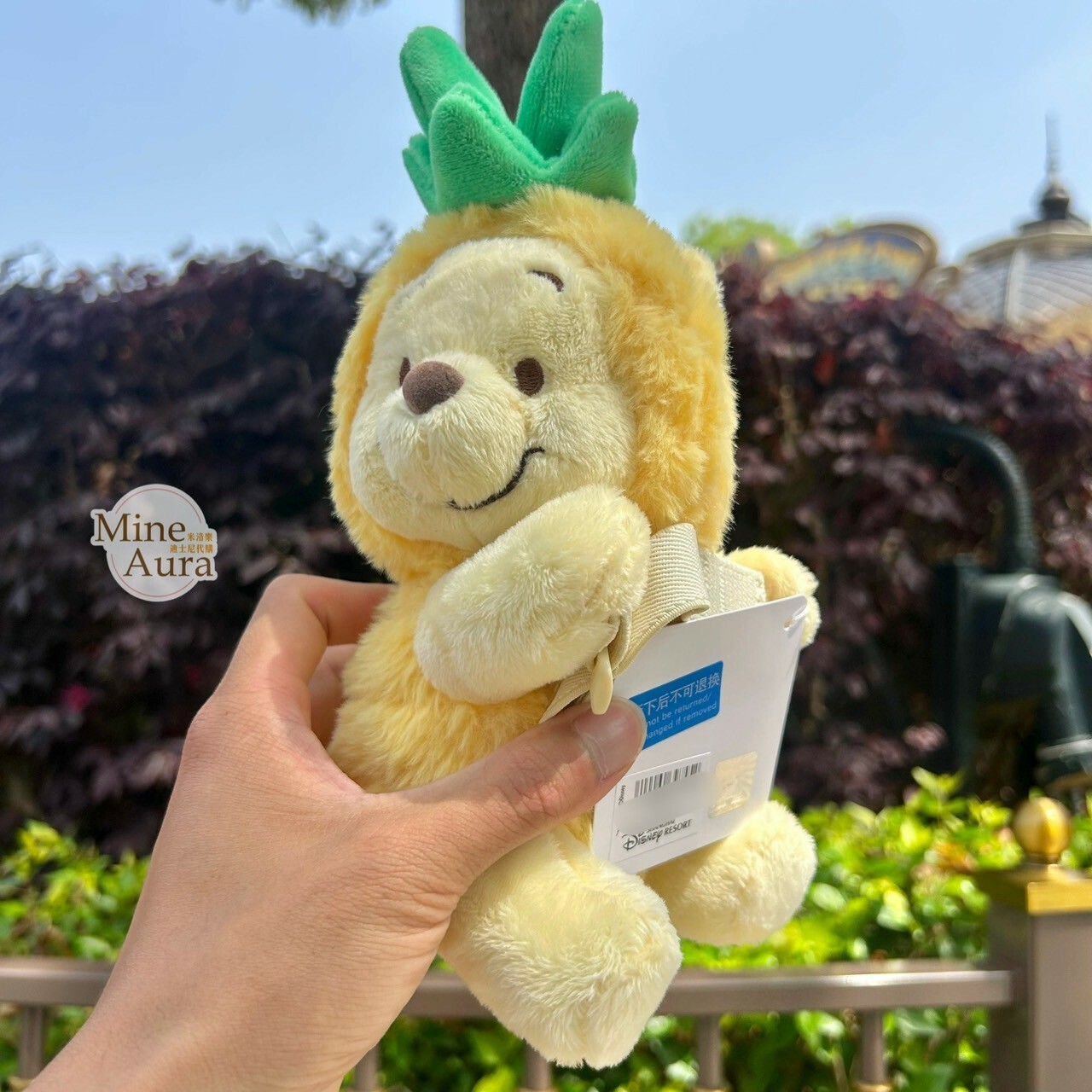 小熊維尼 Winnie the Pooh 鳳梨裝 抱抱 絨毛 造型 窗簾束帶 窗簾綁帶 -上海迪士尼樂園