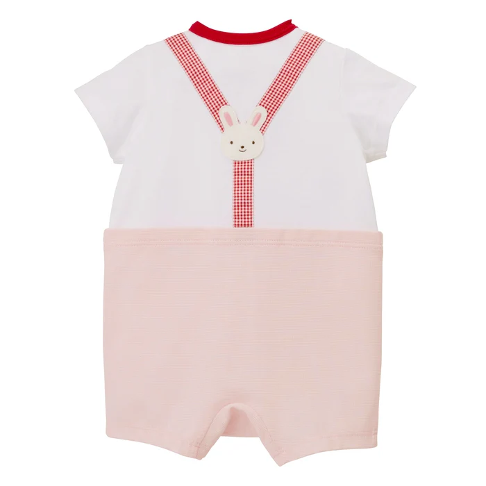 吊帶風格短袖連身衣-粉