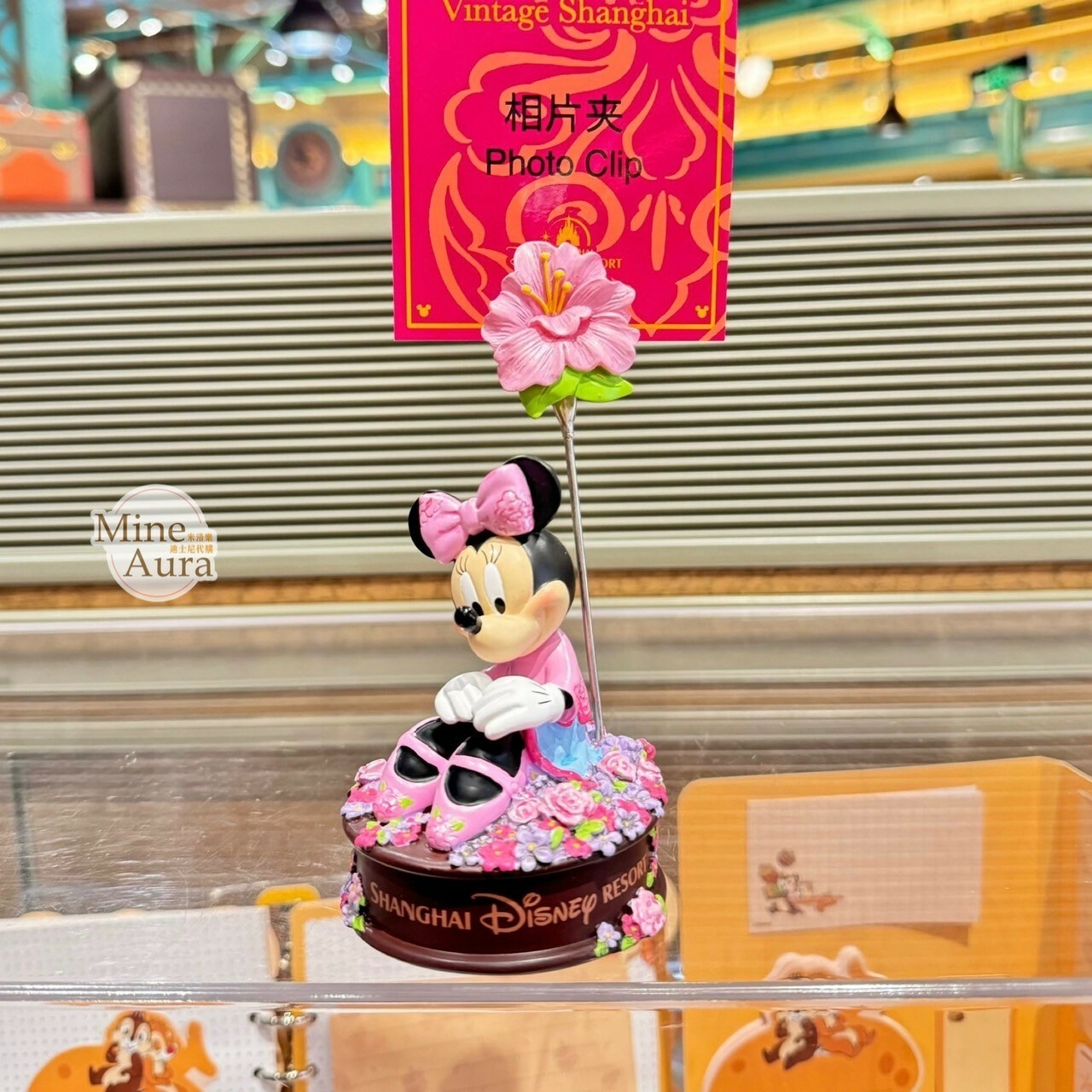 米妮 Minnie 花朵 造型 相片夾 擺飾品 -上海迪士尼樂園
