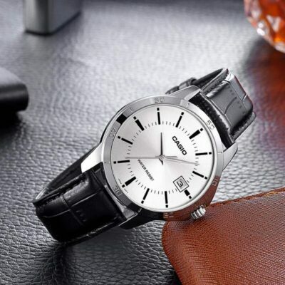 萬年鐘錶 - CASIO  復古金色皮革款男錶 MTP-V004L-7A  錶徑41.5MM