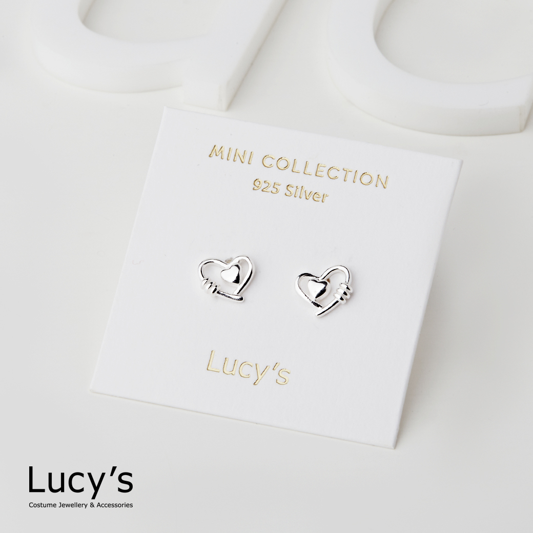 *925純銀〔輕銀系列〕愛心線跡 耳環 (108323)