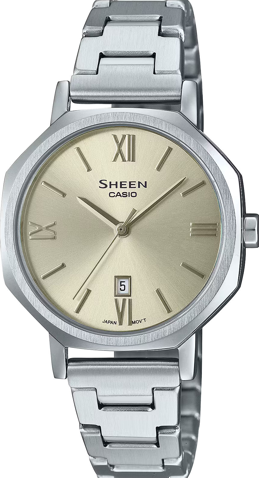 萬年鐘錶 - CASIO  Sheen 系列  經典簡約八角錶殼藍寶石鏡面女錶 SHE-4554D-9A  錶徑30MM