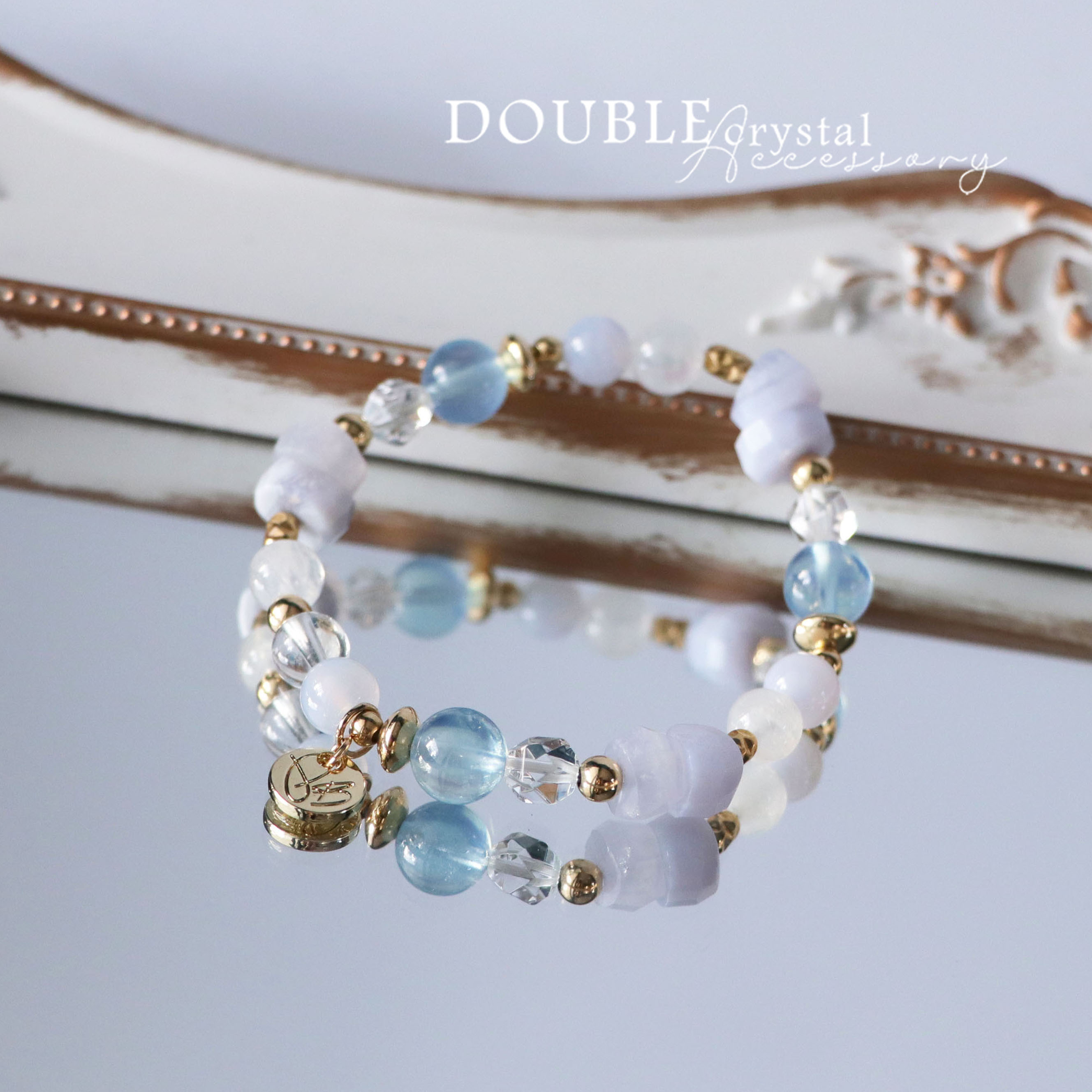 ☽◌* 奶昔／藍紋瑪瑙．月光石．海藍寶