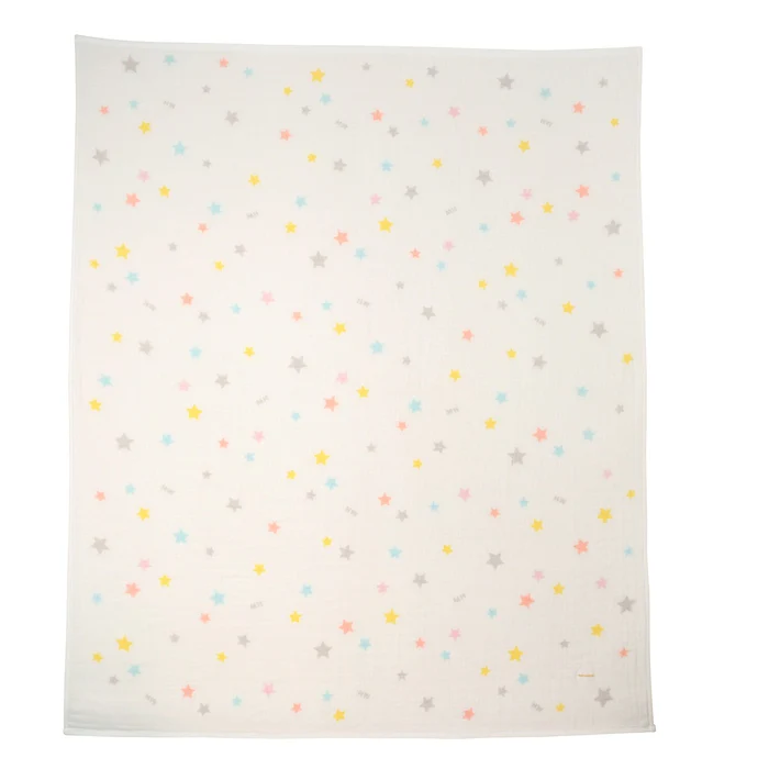 六層針織紗布星星蓋毯-白