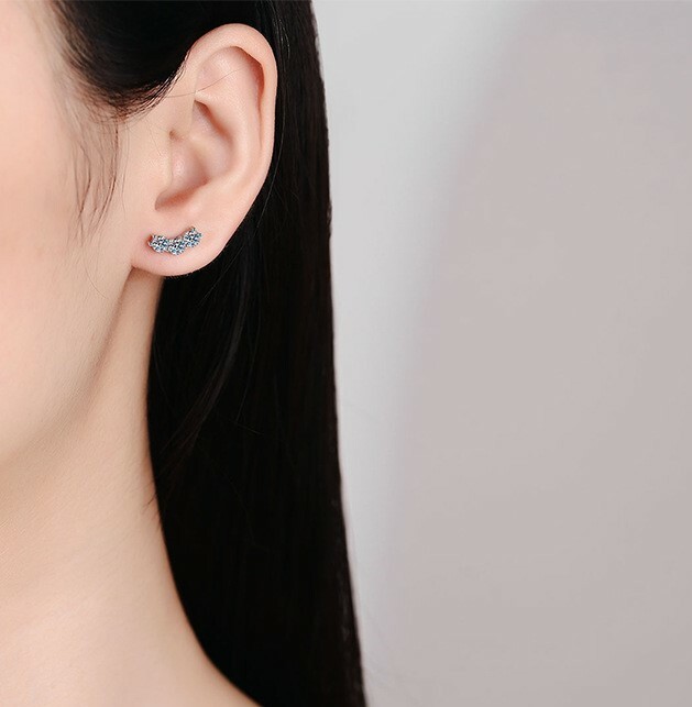 莫桑鑽三鑽微笑款耳環    E1.2C054