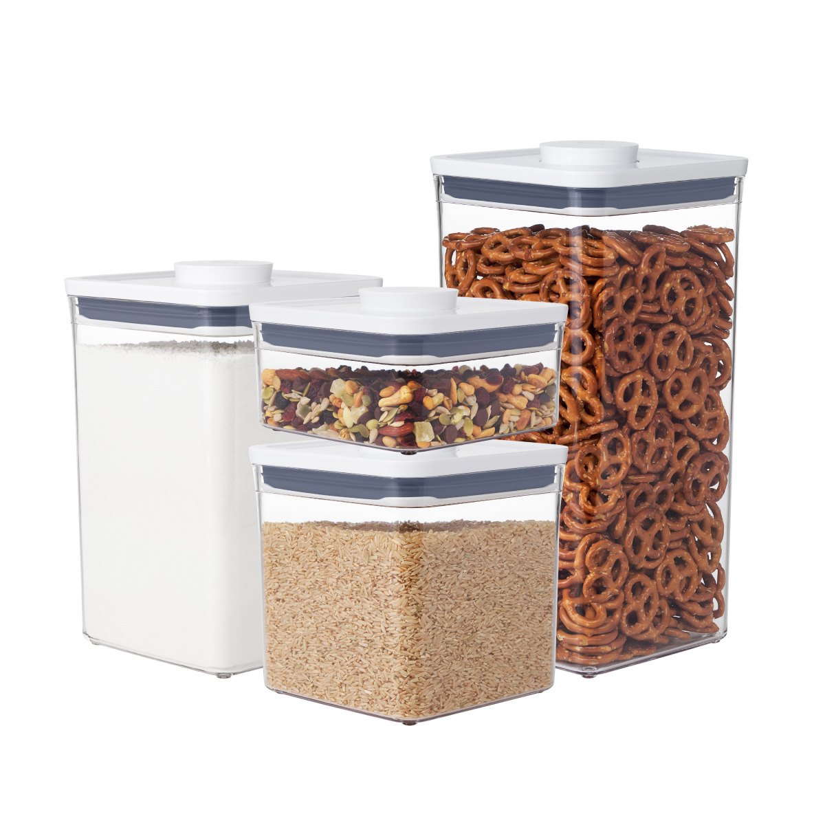 美國品牌OXO Good Grips 按鈕式儲物盒 -正方型 -11233400 / 500 / 600 / 700