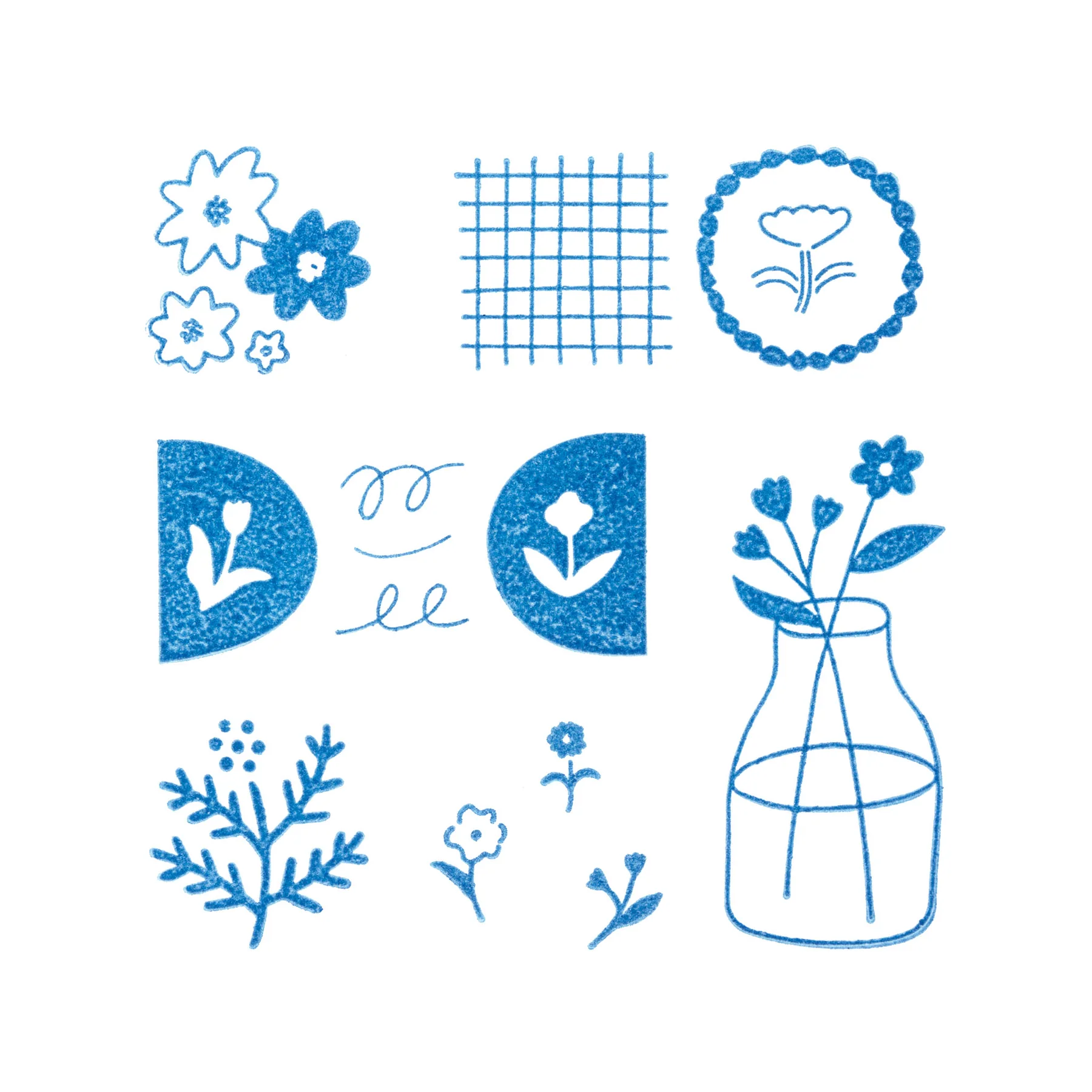 HITOTOKI 透明印章 套組 花朵｜KING JIM 日本