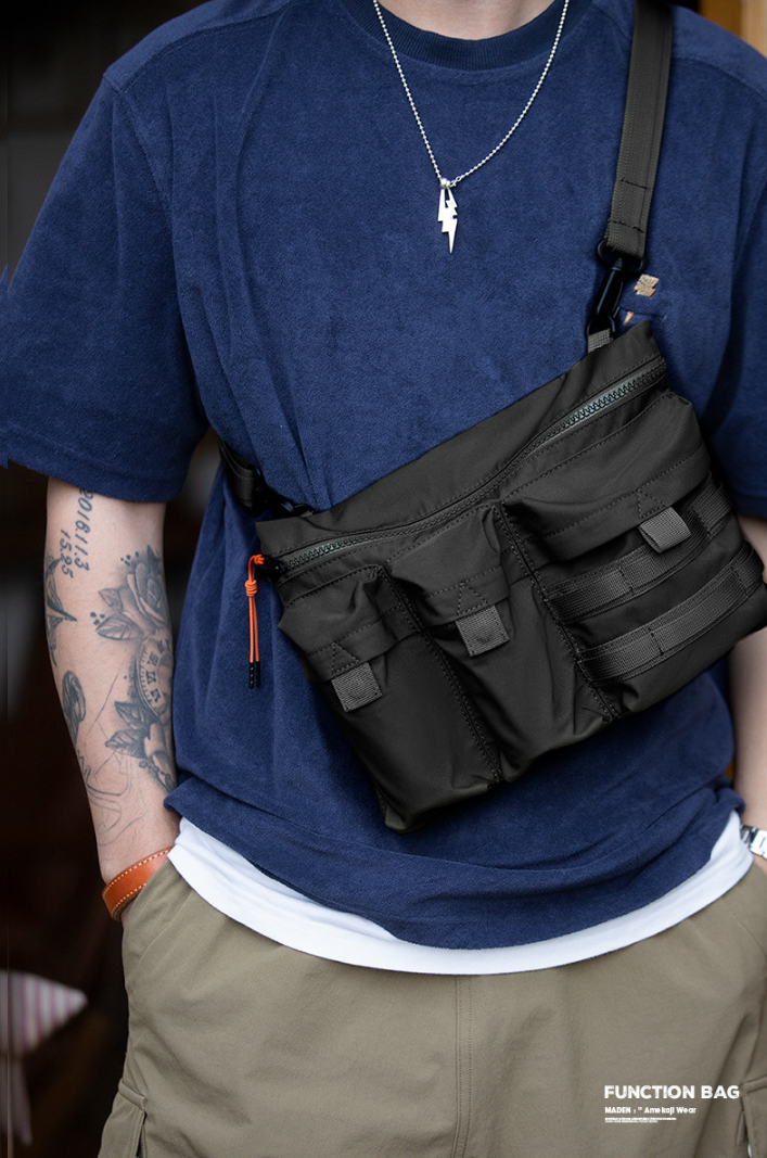 戶外工裝多功能斜肩背包