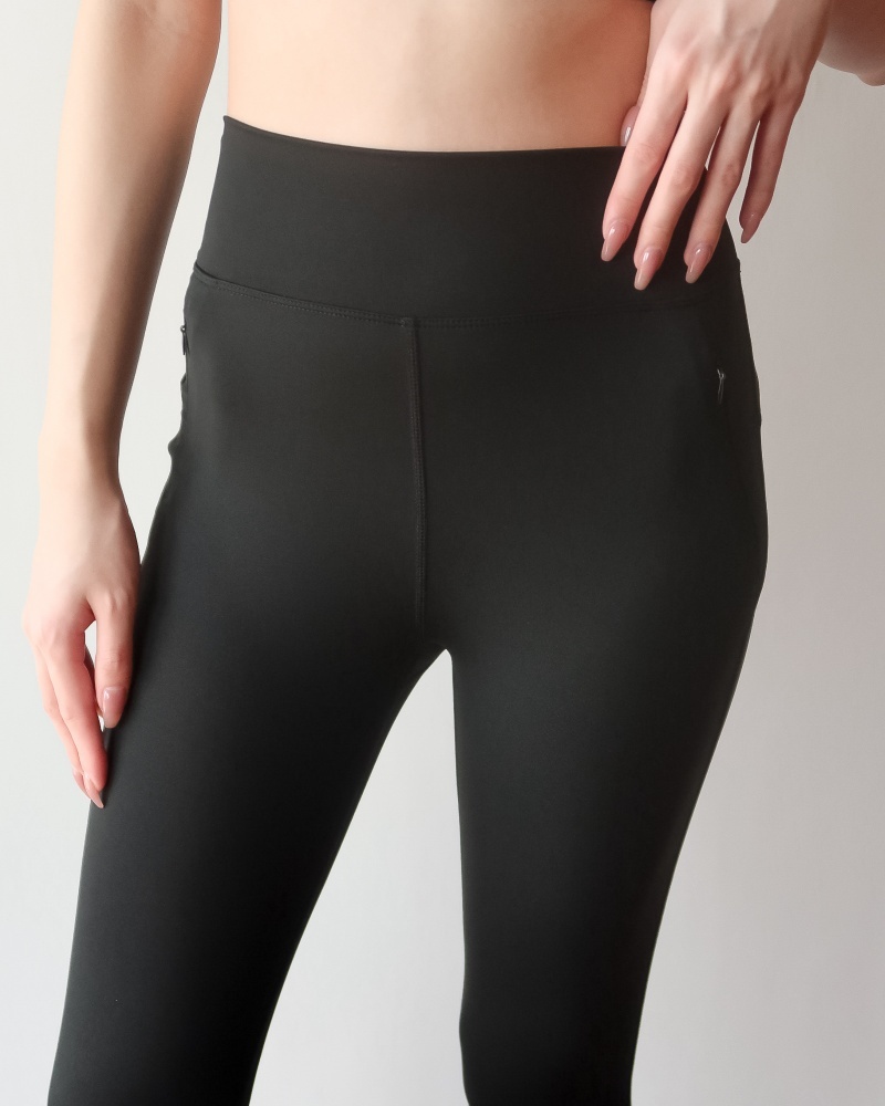 Sick girl leggings 高腰假拉鏈瑜伽褲 / 黑