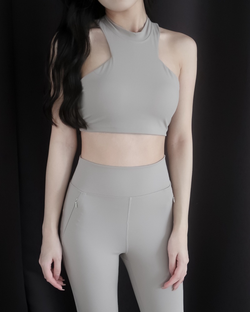 sick girl leggings 高腰假拉鏈瑜伽褲 / 杏